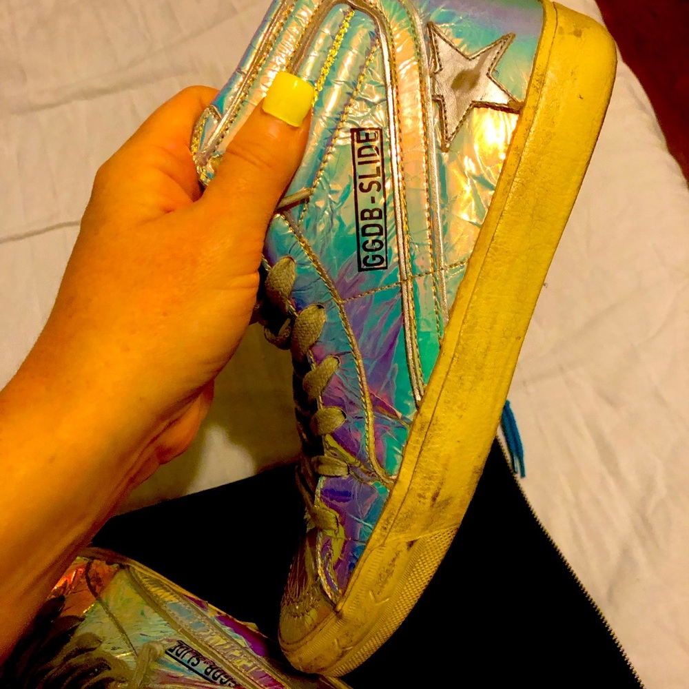 Golden Goose Yellow Sneakers with Distressed Finish